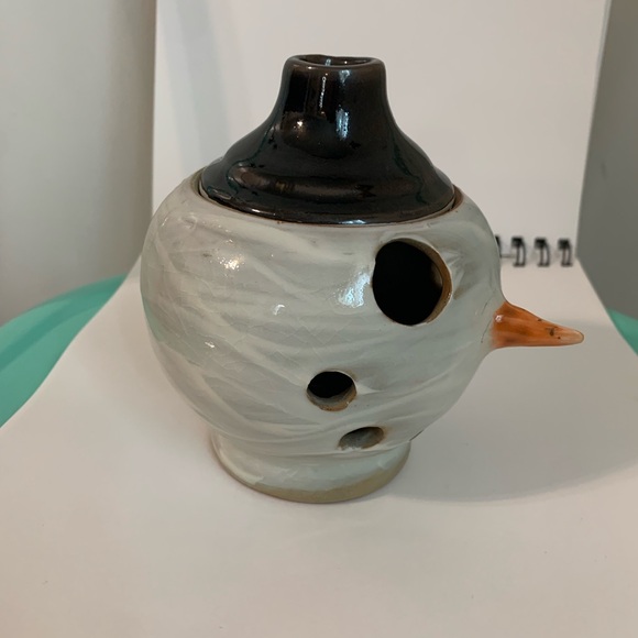Allan Ditton Signed Studio Pottery Christmas Snowman Tealight main image 4
